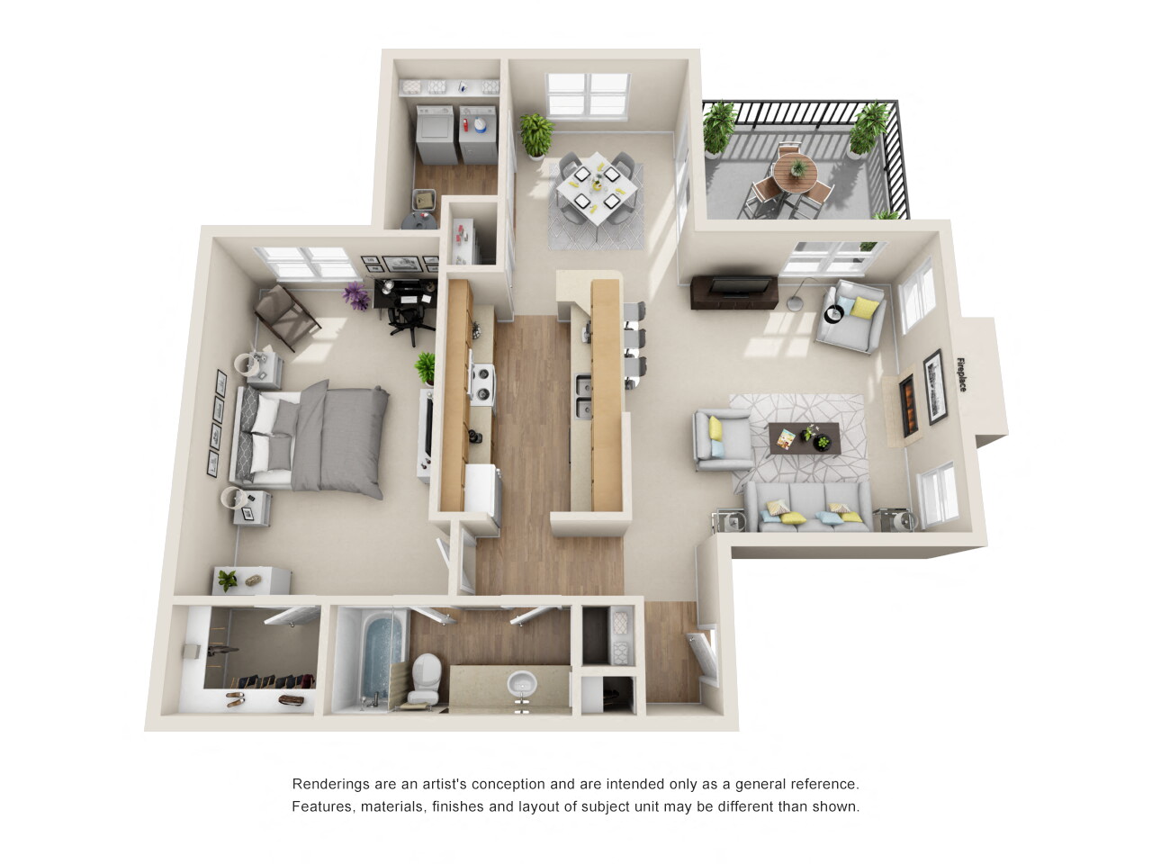Floor plan for 1 bed, 1 bath, 800 sqft